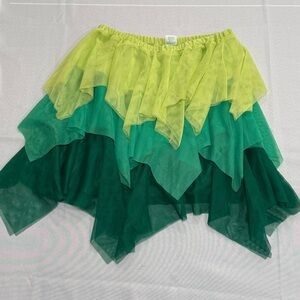 Green tiered tulle skirt